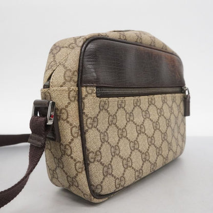 Gucci Shoulder Bag GG Supreme 114291 PVC Brown Silver Hardware Women
