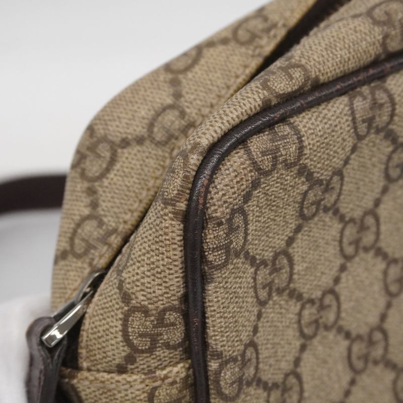 Gucci Shoulder Bag GG Supreme 114291 PVC Brown Silver Hardware Women