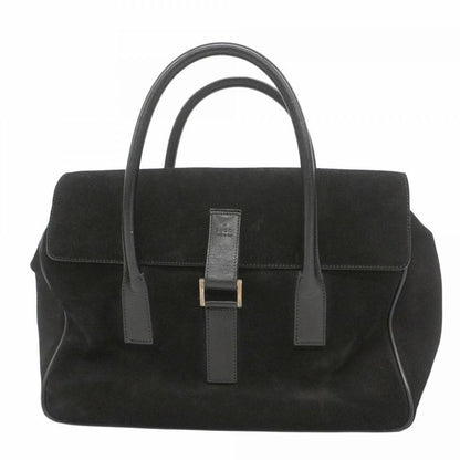 Gucci Tote Bag 000 0844 Suede Black Silver Hardware Women's