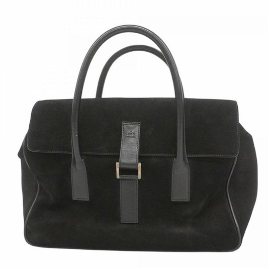 Gucci Tote Bag 000 0844 Suede Black Silver Hardware Women's