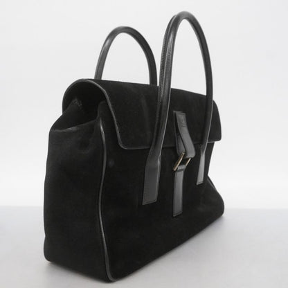 Gucci Tote Bag 000 0844 Suede Black Silver Hardware Women's