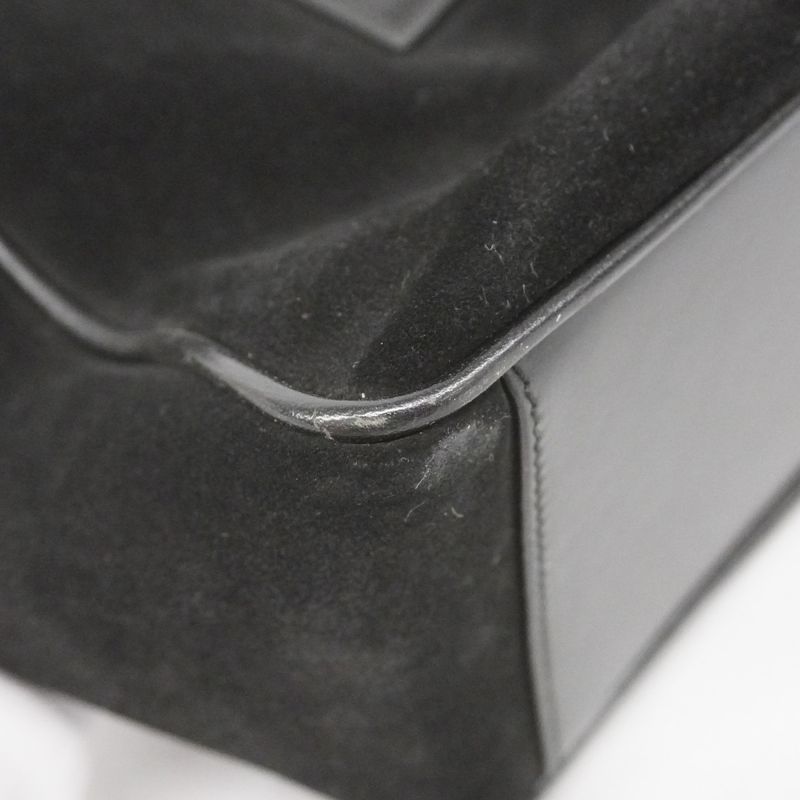 Gucci Tote Bag 000 0844 Suede Black Silver Hardware Women's