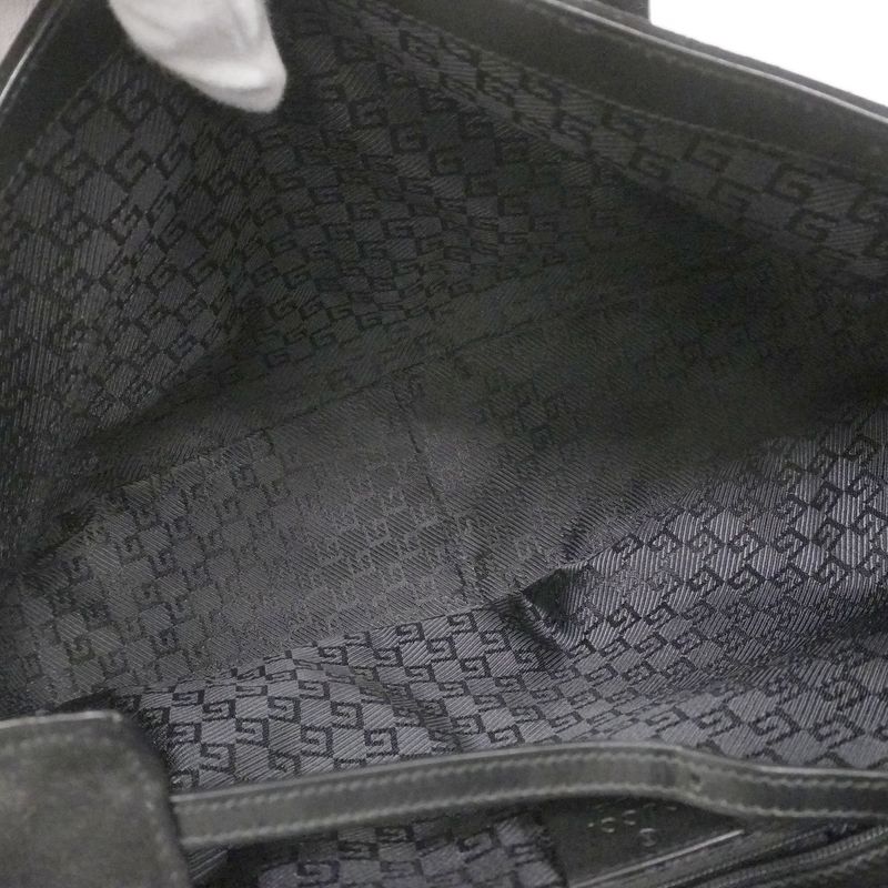Gucci Tote Bag 000 0844 Suede Black Silver Hardware Women's