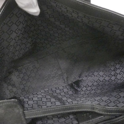 Gucci Tote Bag 000 0844 Suede Black Silver Hardware Women's