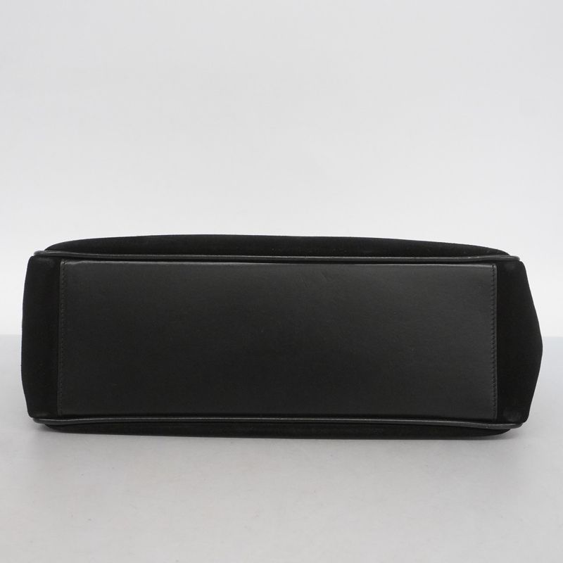 Gucci Tote Bag 000 0844 Suede Black Silver Hardware Women's