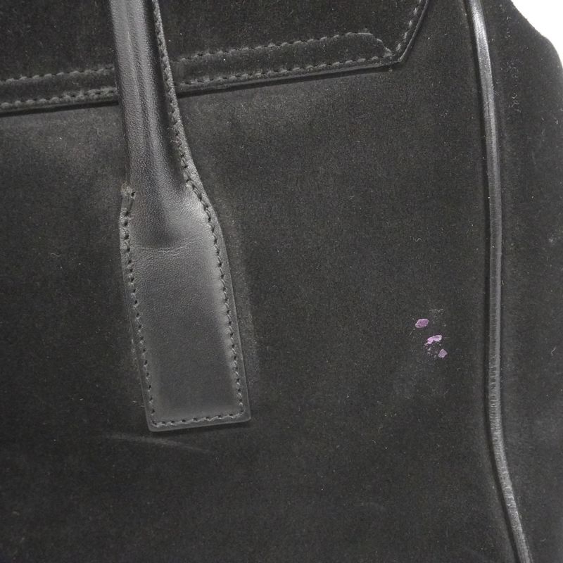 Gucci Tote Bag 000 0844 Suede Black Silver Hardware Women's