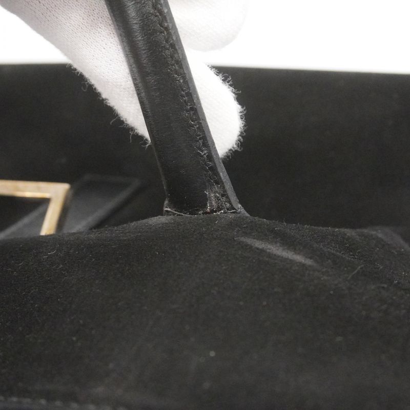 Gucci Tote Bag 000 0844 Suede Black Silver Hardware Women's