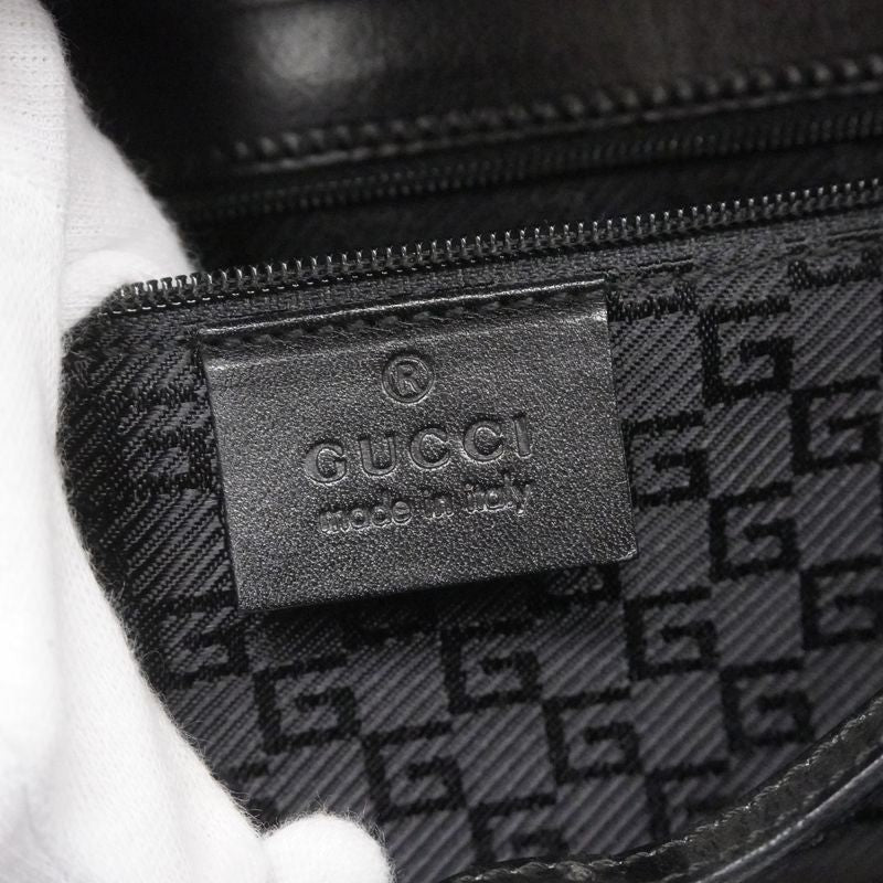 Gucci Tote Bag 000 0844 Suede Black Silver Hardware Women's