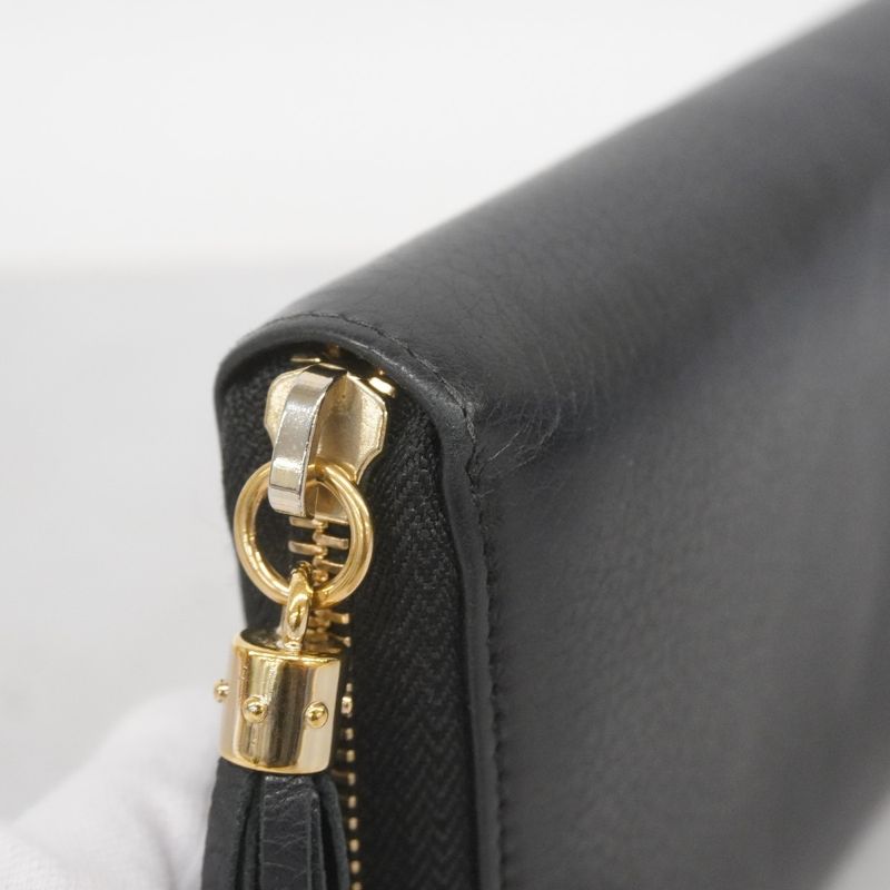 Gucci Long Wallet Soho 308280 Leather Black Chien Pan Gold Hardware Men Women