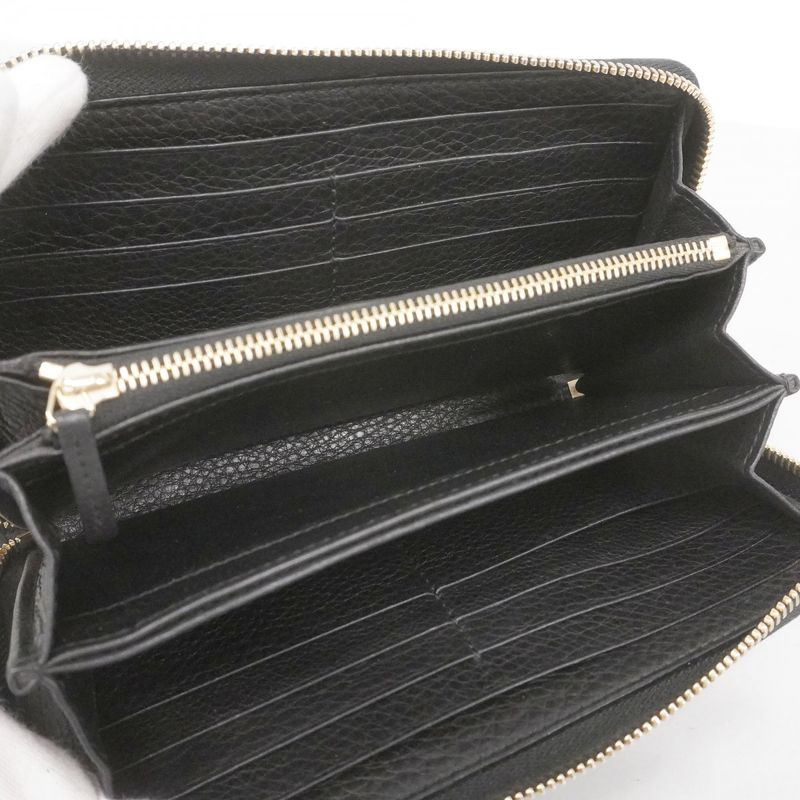 Gucci Long Wallet Soho 308280 Leather Black Chien Pan Gold Hardware Men Women
