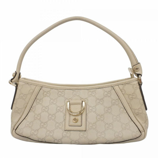 Gucci Pouch Guccissima 130939 Leather Ivory Chien Pan Gold Hardware Women's