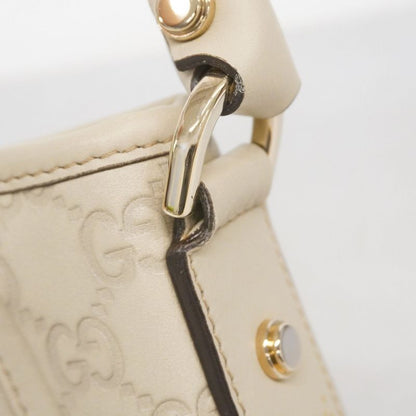 Gucci Pouch Guccissima 130939 Leather Ivory Chien Pan Gold Hardware Women's
