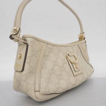 Gucci Pouch Guccissima 130939 Leather Ivory Chien Pan Gold Hardware Women's
