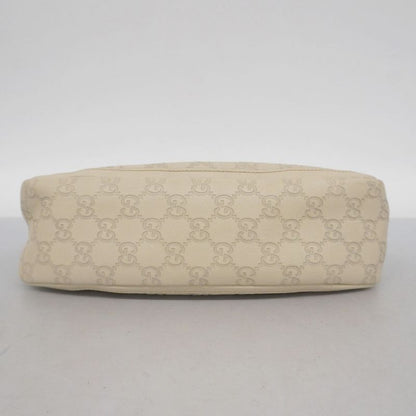 Gucci Pouch Guccissima 130939 Leather Ivory Chien Pan Gold Hardware Women's