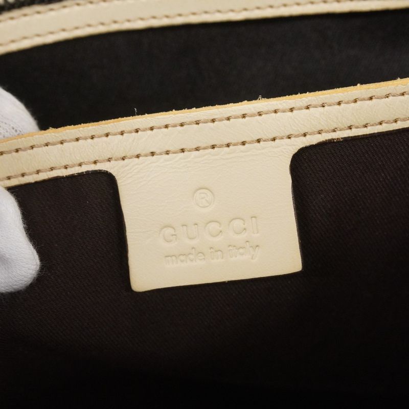 Gucci Tote Bag GG Supreme 211137 PVC Beige White Silver Hardware Women's