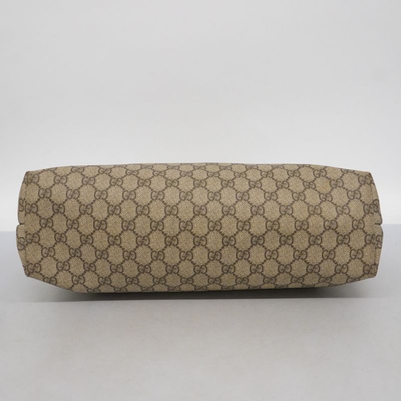 Gucci Tote Bag GG Supreme 211137 PVC Beige White Silver Hardware Women's