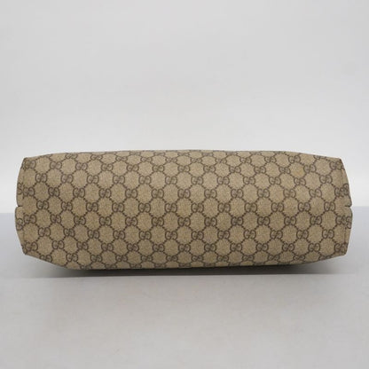 Gucci Tote Bag GG Supreme 211137 PVC Beige White Silver Hardware Women's