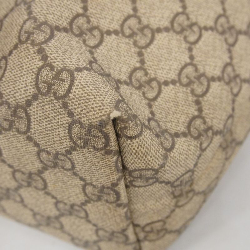 Gucci Tote Bag GG Supreme 211137 PVC Beige White Silver Hardware Women's