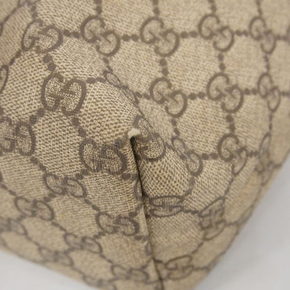 Gucci Tote Bag GG Supreme 211137 PVC Beige White Silver Hardware Women's