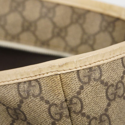 Gucci Tote Bag GG Supreme 211137 PVC Beige White Silver Hardware Women's