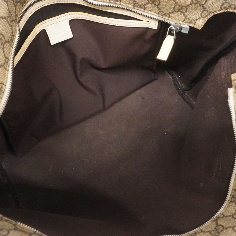 Gucci Tote Bag GG Supreme 211137 PVC Beige White Silver Hardware Women's