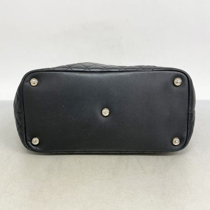 Chanel Tote Bag Cambon Lambskin Black Silver Hardware Women