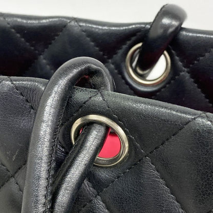 Chanel Tote Bag Cambon Lambskin Black Silver Hardware Women