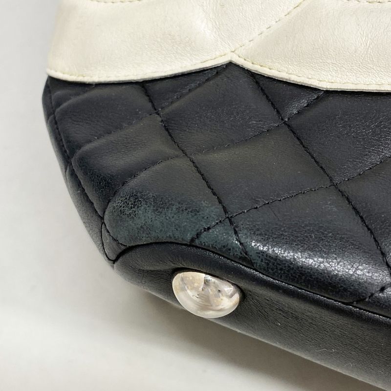 Chanel Tote Bag Cambon Lambskin Black Silver Hardware Women