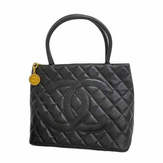 Chanel Tote Bag Revival Tote Caviar Skin Black Gold Hardware Women's