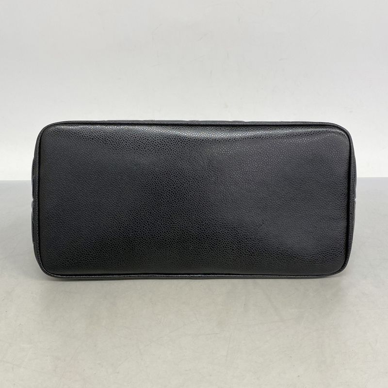 Chanel Tote Bag Revival Tote Caviar Skin Black Gold Hardware Women's