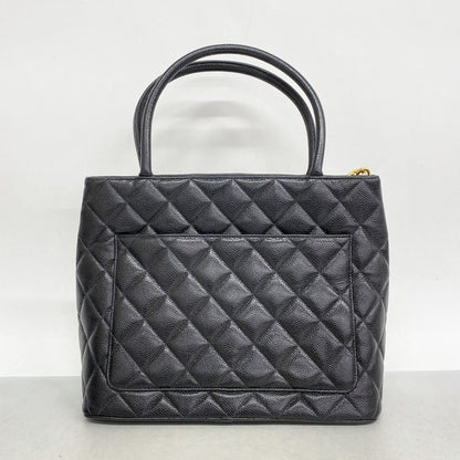 Chanel Tote Bag Revival Tote Caviar Skin Black Gold Hardware Women's