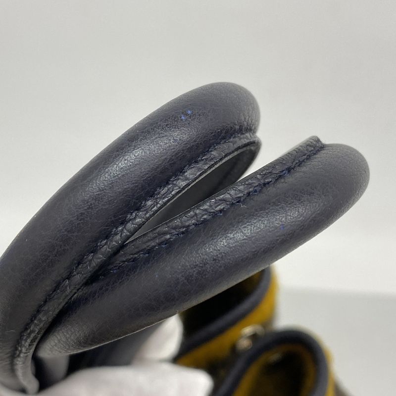 Hermes Tote Bag Garden Party Lo Cabas Hall PM Wool Yellow Orange Navy Silver