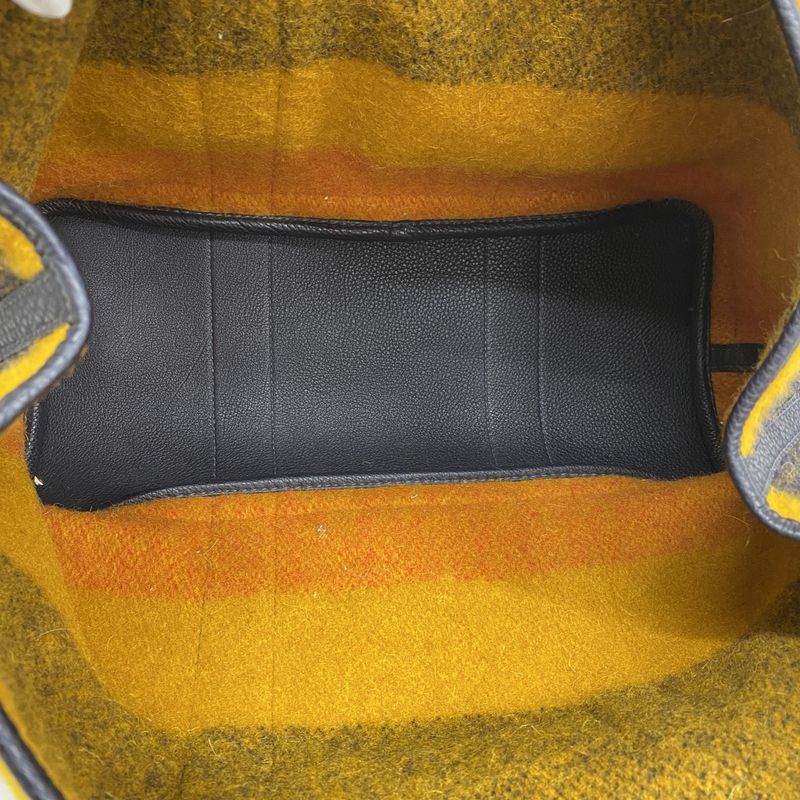 Hermes Tote Bag Garden Party Lo Cabas Hall PM Wool Yellow Orange Navy Silver