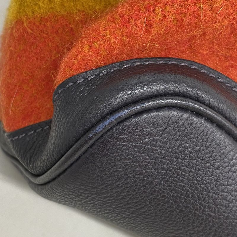 Hermes Tote Bag Garden Party Lo Cabas Hall PM Wool Yellow Orange Navy Silver