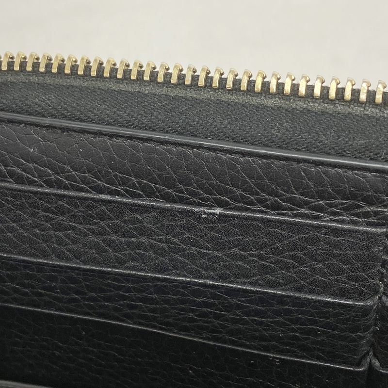 Gucci Long Wallet Soho 308004 Leather Black Chien Pan Gold Hardware Men Women