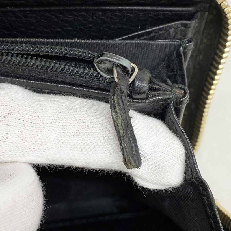 Gucci Long Wallet Soho 308004 Leather Black Chien Pan Gold Hardware Men Women