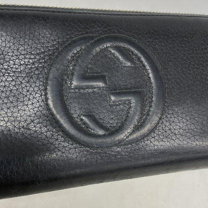 Gucci Long Wallet Soho 308004 Leather Black Chien Pan Gold Hardware Men Women