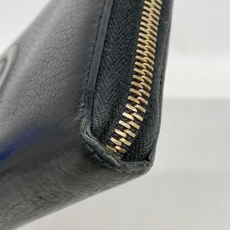 Gucci Long Wallet Soho 308004 Leather Black Chien Pan Gold Hardware Men Women