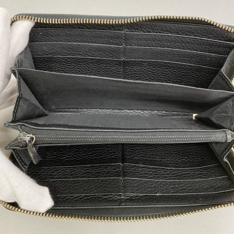 Gucci Long Wallet Soho 308004 Leather Black Chien Pan Gold Hardware Men Women