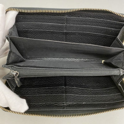 Gucci Long Wallet Soho 308004 Leather Black Chien Pan Gold Hardware Men Women