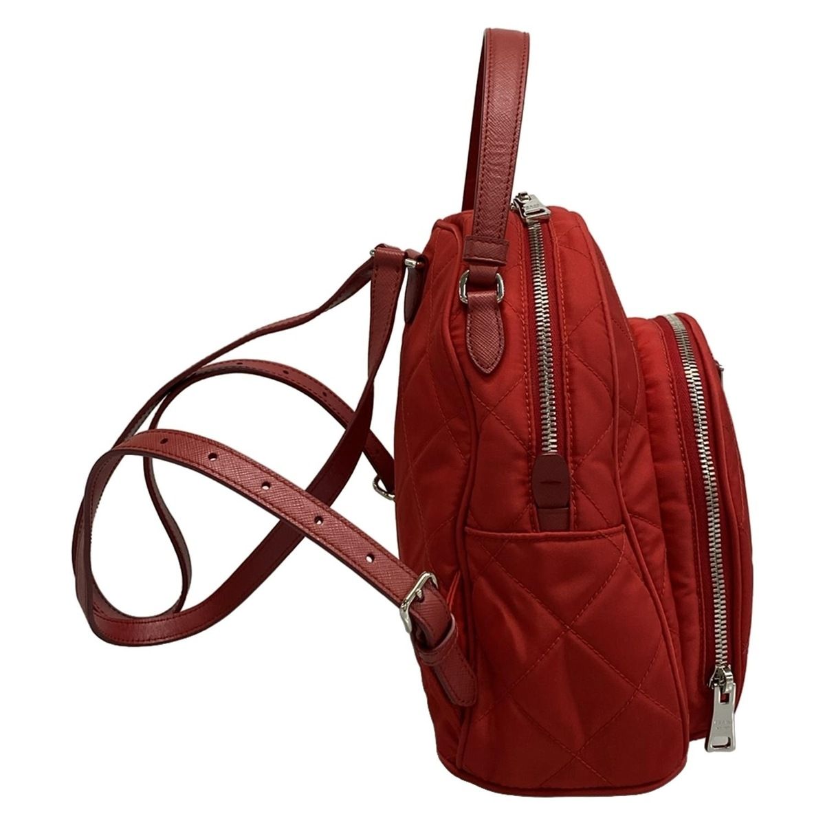 Prada Rucksack Tessuto Impuntu Backpack 1bz066 Rosso (Red) Quilted Leather