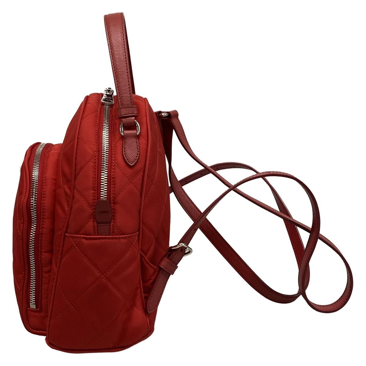 Prada Rucksack Tessuto Impuntu Backpack 1bz066 Rosso (Red) Quilted Leather