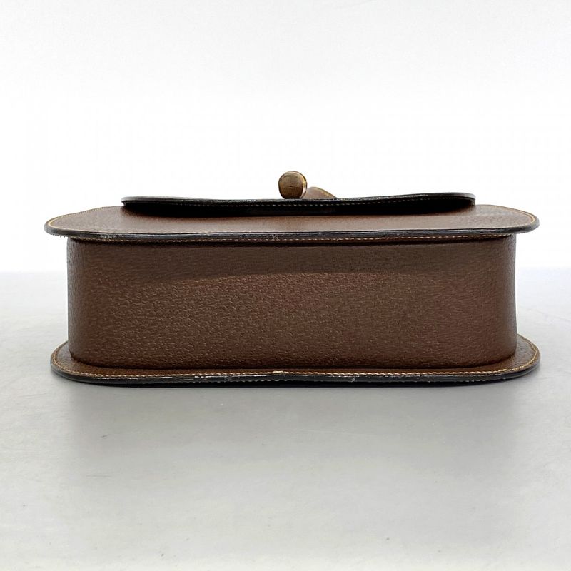 Gucci Shoulder Bag Bamboo 001 2113 1622 Leather Brown Gold Hardware Women