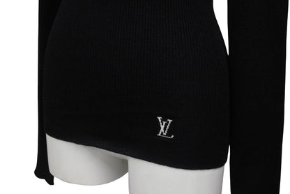 Louis Vuitton Long Sleeve Knit Sweater Wool Silk Black Logo XS — view 6