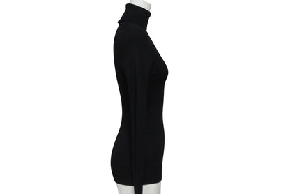 Louis Vuitton Long Sleeve Knit Sweater Wool Silk Black Logo XS — view 5