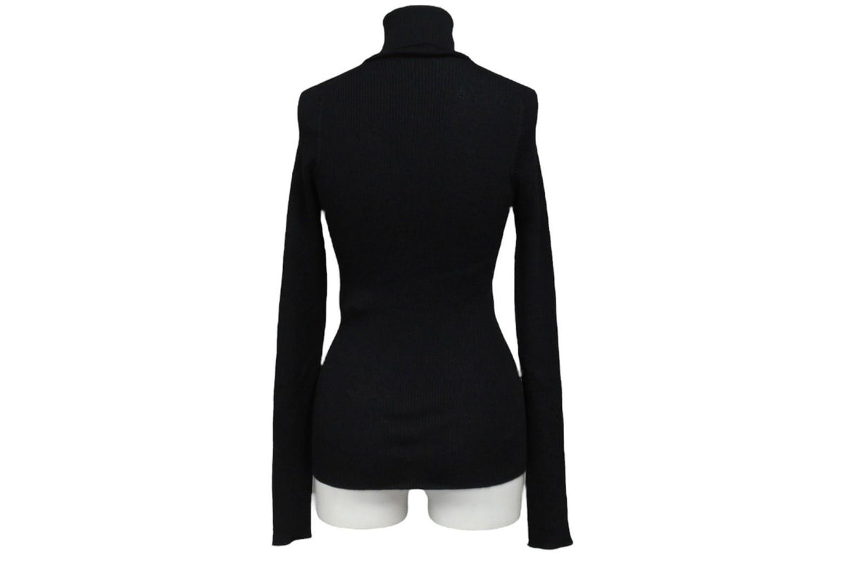 Louis Vuitton Long Sleeve Knit Sweater Wool Silk Black Logo XS — view 2