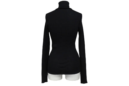 Louis Vuitton Long Sleeve Knit Sweater Wool Silk Black Logo XS — view 2