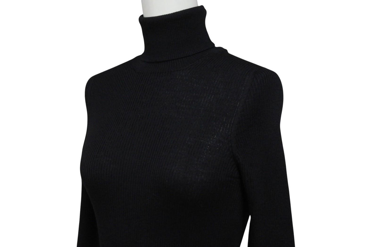 Louis Vuitton Long Sleeve Knit Sweater Wool Silk Black Logo XS — view 3