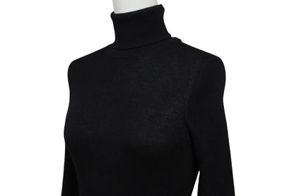 Louis Vuitton Long Sleeve Knit Sweater Wool Silk Black Logo XS — view 3