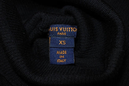 Louis Vuitton Long Sleeve Knit Sweater Wool Silk Black Logo XS — view 8
